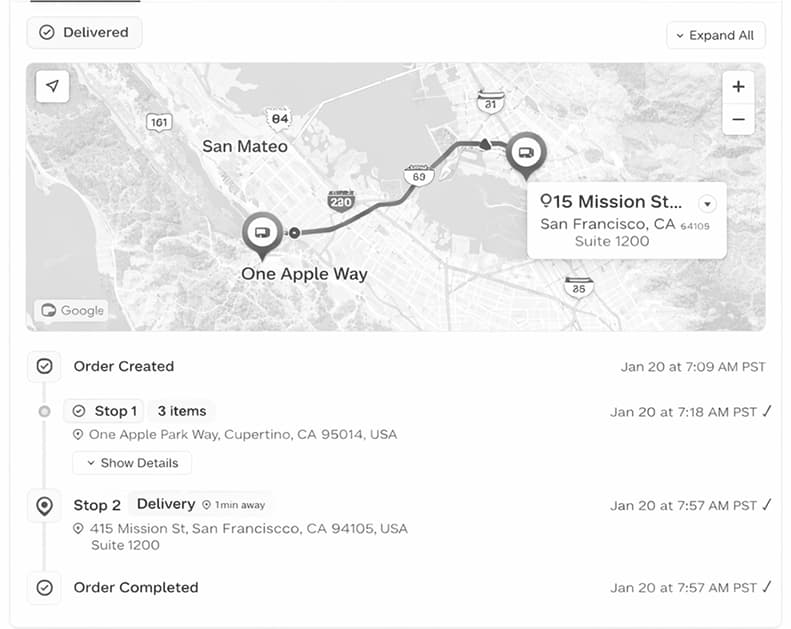 Real-time tracking UI